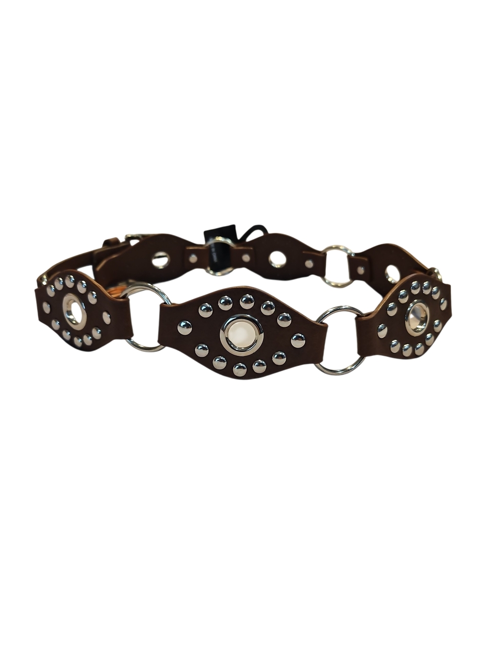 RACHEL Rachel Roy Brown Studded Link Belt with Silver Rings Size M/L